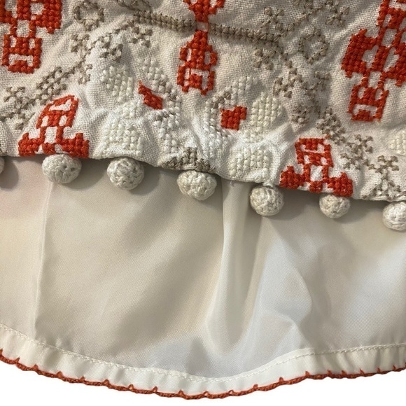 Anthropologie Maeve Blomma Embroidered Cross stitch Pom Pom skirt size… - Picture 12 of 14
